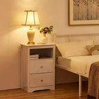 Yaheetech Woodenll End Table with Storage Drawers and Open Shelf for Bedroom, Living Room