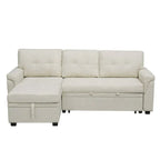 Divano componibile convertibile reversibile con letto estraibile, chaise longue con contenitore nascosto e gambe durevoli