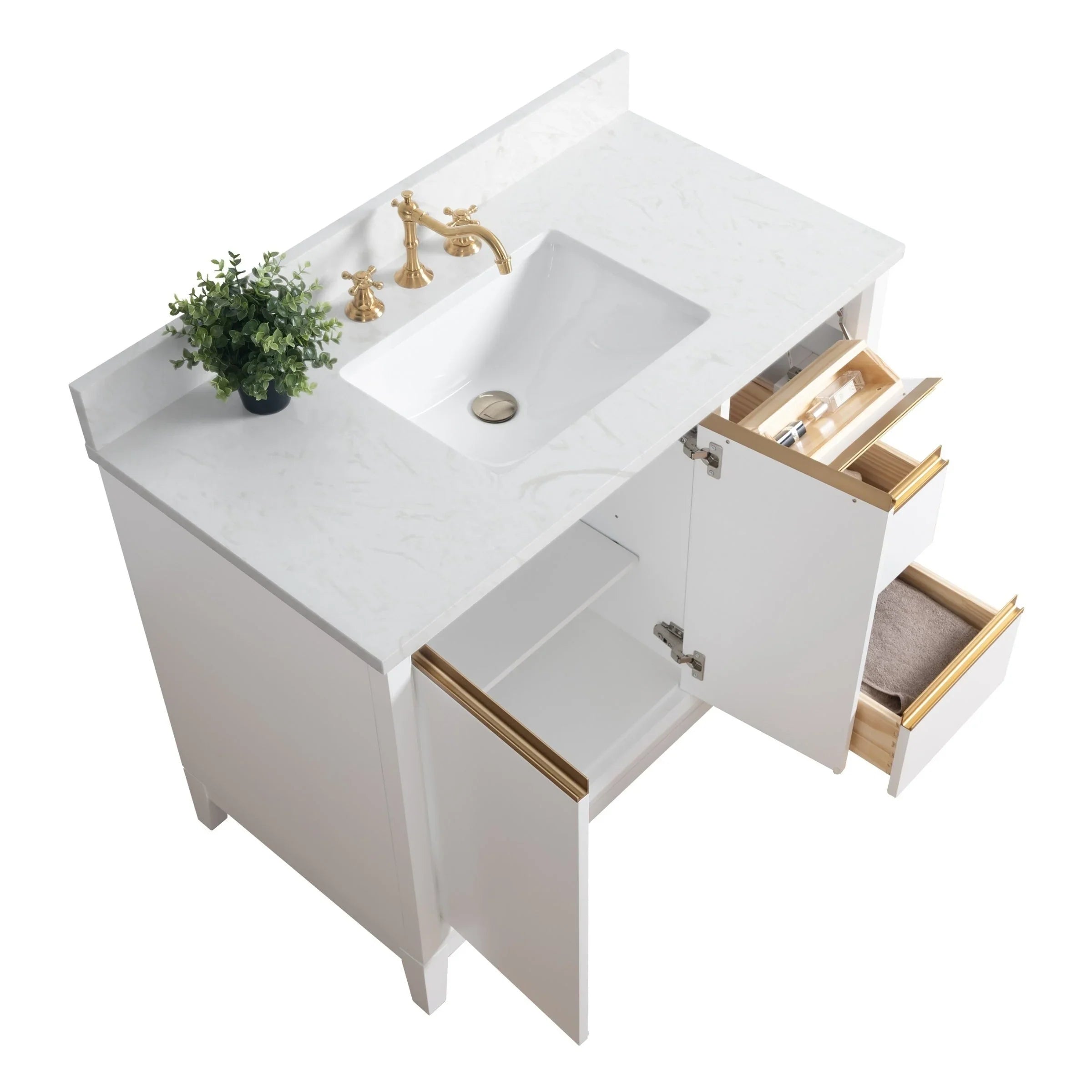Meuble-lavabo Vanity Art avec évier en céramique et dessus en marbre reconstitué