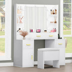 Coiffeuse avec prises intégrées et miroir éclairé, 55,1H x 43,3L x 15,74P