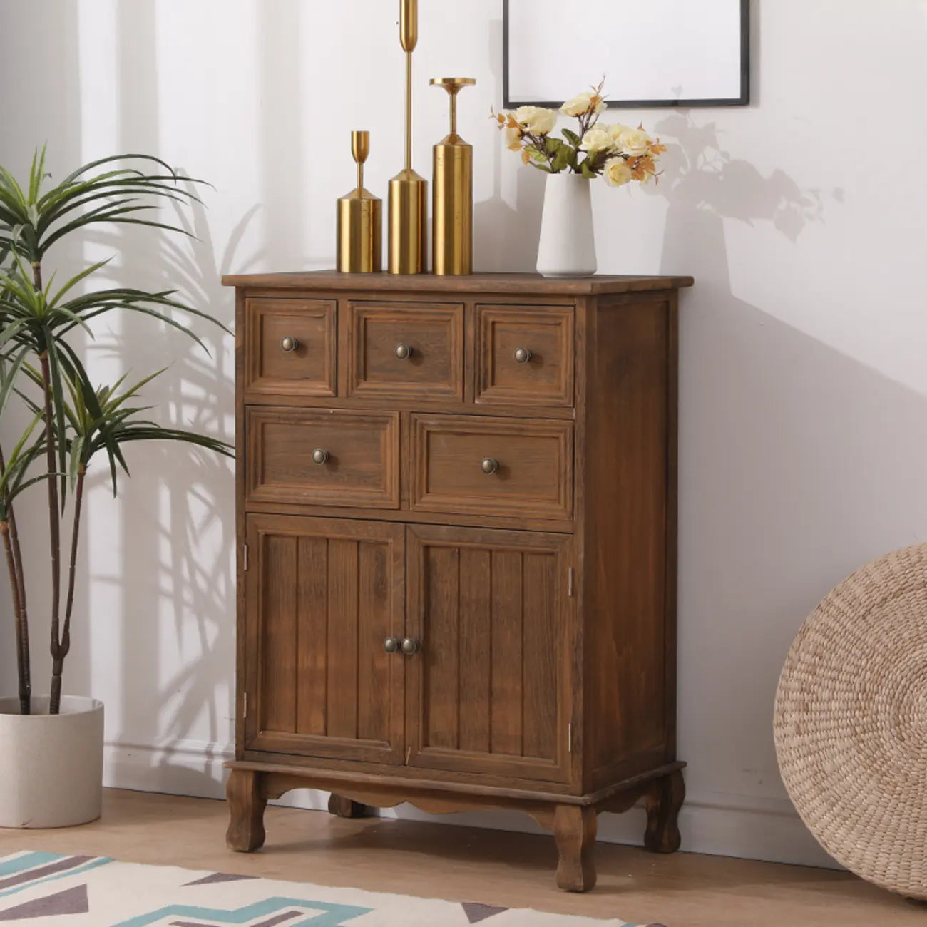 Meuble d'appoint rustique en bois marron pour salon