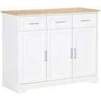 Meuble de Rangement Buffet de Cuisine Blanc avec 3 Tiroirs et Étagère Réglable