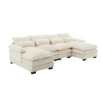 Canapé modulable Cloud pour salon, canapé d'angle moderne en chenille/boucle, canapé convertible modulable confortable avec double méridienne