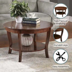 Table basse ronde avec étagère
