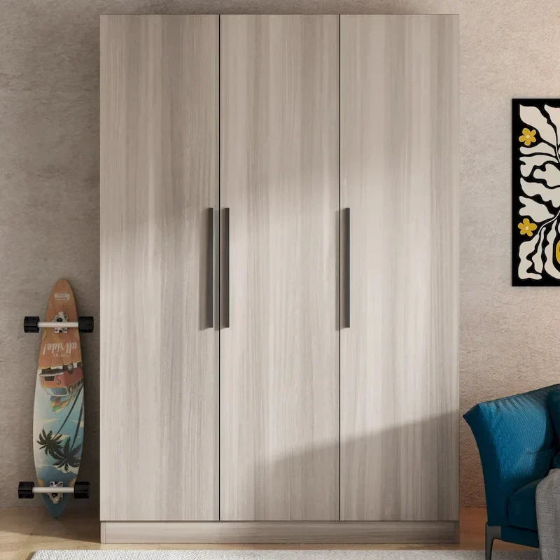Armoire de rangement en bois avec 6 cubes de rangement et tringle à vêtements