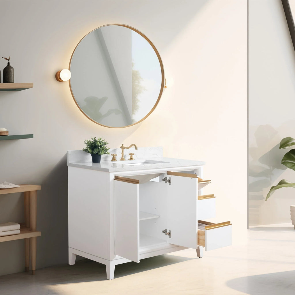 Meuble-lavabo Vanity Art avec évier en céramique et dessus en marbre reconstitué