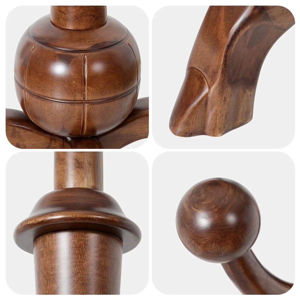 Porte-manteau sur pied en bois d'hévéa à motif de branches d'arbre avec 8 crochets - 24,5 l x 70,87 h