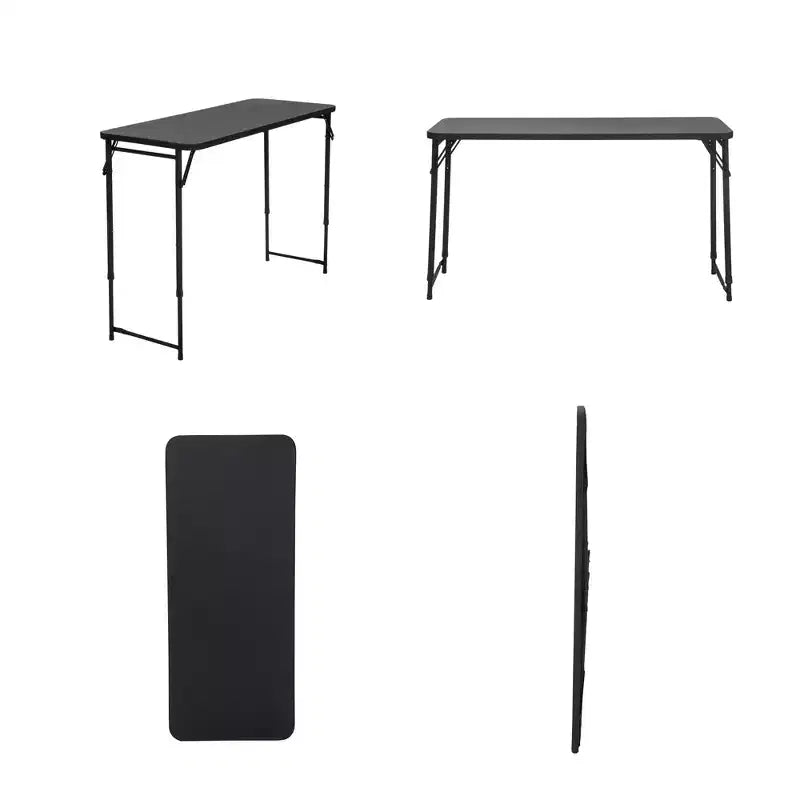 COSCO 20 x 48 Adjustable Height Folding Resin Utility Table, Black
