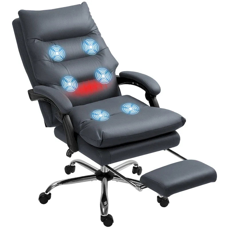 Fauteuil de bureau massant, chauffant et inclinable en microfibre Vinsetto avec vibrations