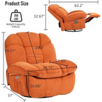 Fauteuil inclinable pivotant XINMICS, Fauteuils inclinables à bascule de massage avec fonction chauffante, ports USB, USB-C et pochette latérale