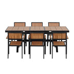 Set da pranzo da esterno allungabile a 7 pezzi con tavolo allungabile e 6 sedie con braccioli