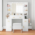 Coiffeuse avec prises intégrées et miroir éclairé, 55,1H x 43,3L x 15,74P