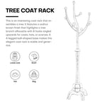 Porte-manteau sur pied en bois d'hévéa à motif de branches d'arbre avec 8 crochets - 24,5 l x 70,87 h
