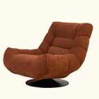 Fauteuil pivotant d'appoint en tissu chenille tufté jaune