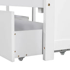 Lit plateforme en L moderne blanc de taille double avec lit gigogne et tiroirs pour chambre à coucher