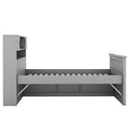 Lit plateforme capitaine double/grand avec 4 tiroirs et étagères de rangement, cadre de lit en bois massif avec tête de lit bibliothèque de rangement