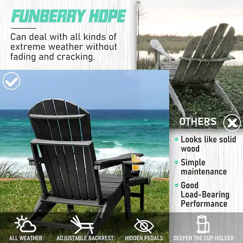 Chaise Adirondack pliante et réglable Vrakae avec ottoman