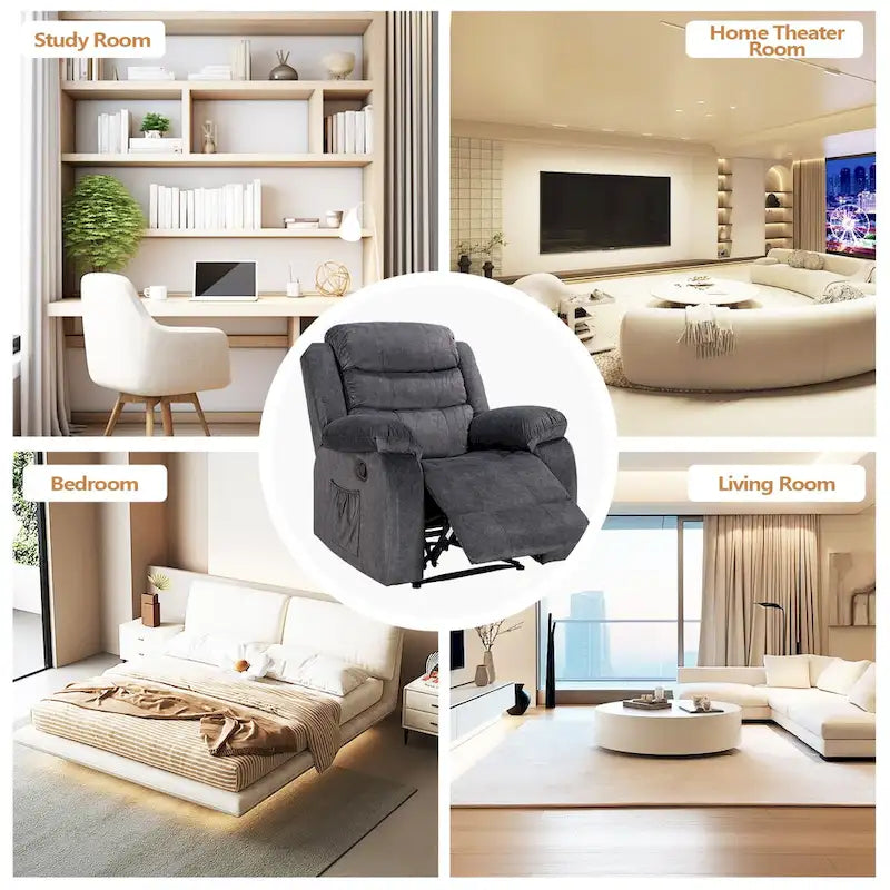 Fauteuil inclinable moelleux avec fonctions massage et chaleur
