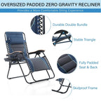 Sedia a sdraio oversize XL imbottita con gravità zero, bracciolo più largo, reclinabile regolabile con portabicchieri - N/D