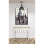 Console en métal finition zinc et bois à bord festonné