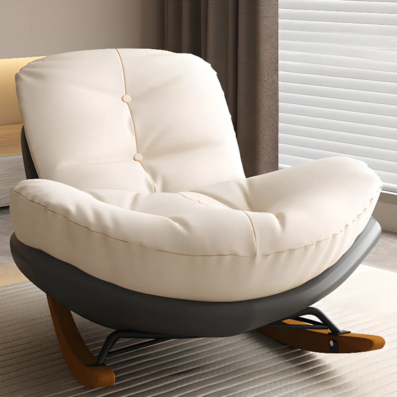 Fauteuil à bascule scandinave rembourré avec ottoman en option