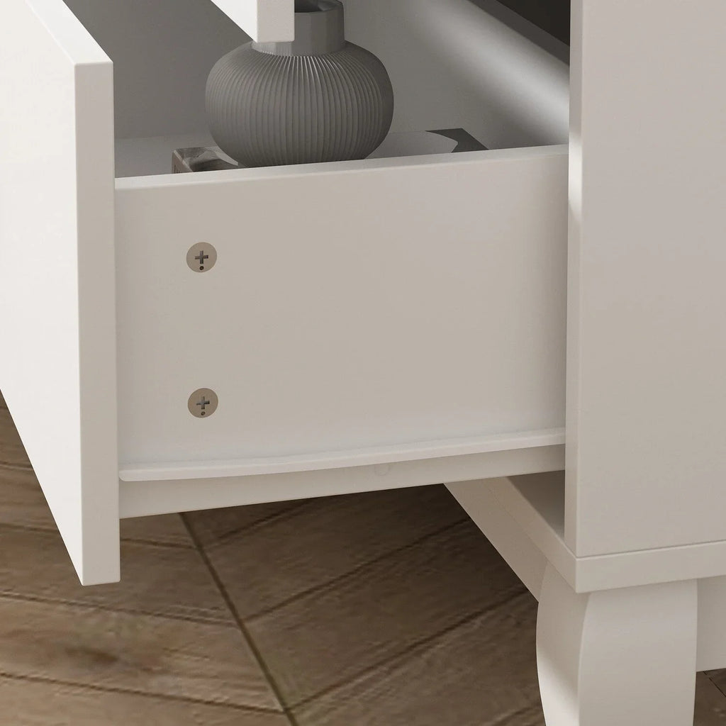 Commode double Timechee 6 tiroirs 47,2 po de largeur, pieds en bois massif, fini laqué