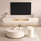 Meuble TV flottant en bois blanc avec rangement pour le salon