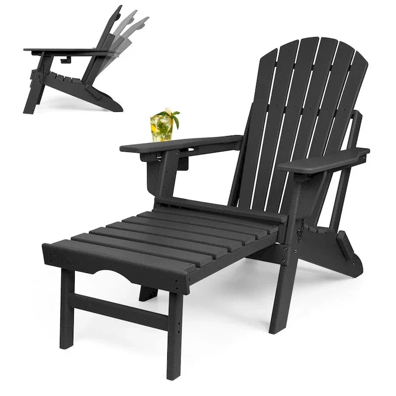 Chaise Adirondack pliante et réglable Vrakae avec ottoman