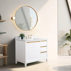Meuble-lavabo Vanity Art avec évier en céramique et dessus en marbre reconstitué