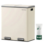 SONGMICS Poubelle double, 60L, en acier inoxydable, amande