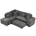 Canapé d'angle convertible avec pouf de rangement, canapé-lit pour salon