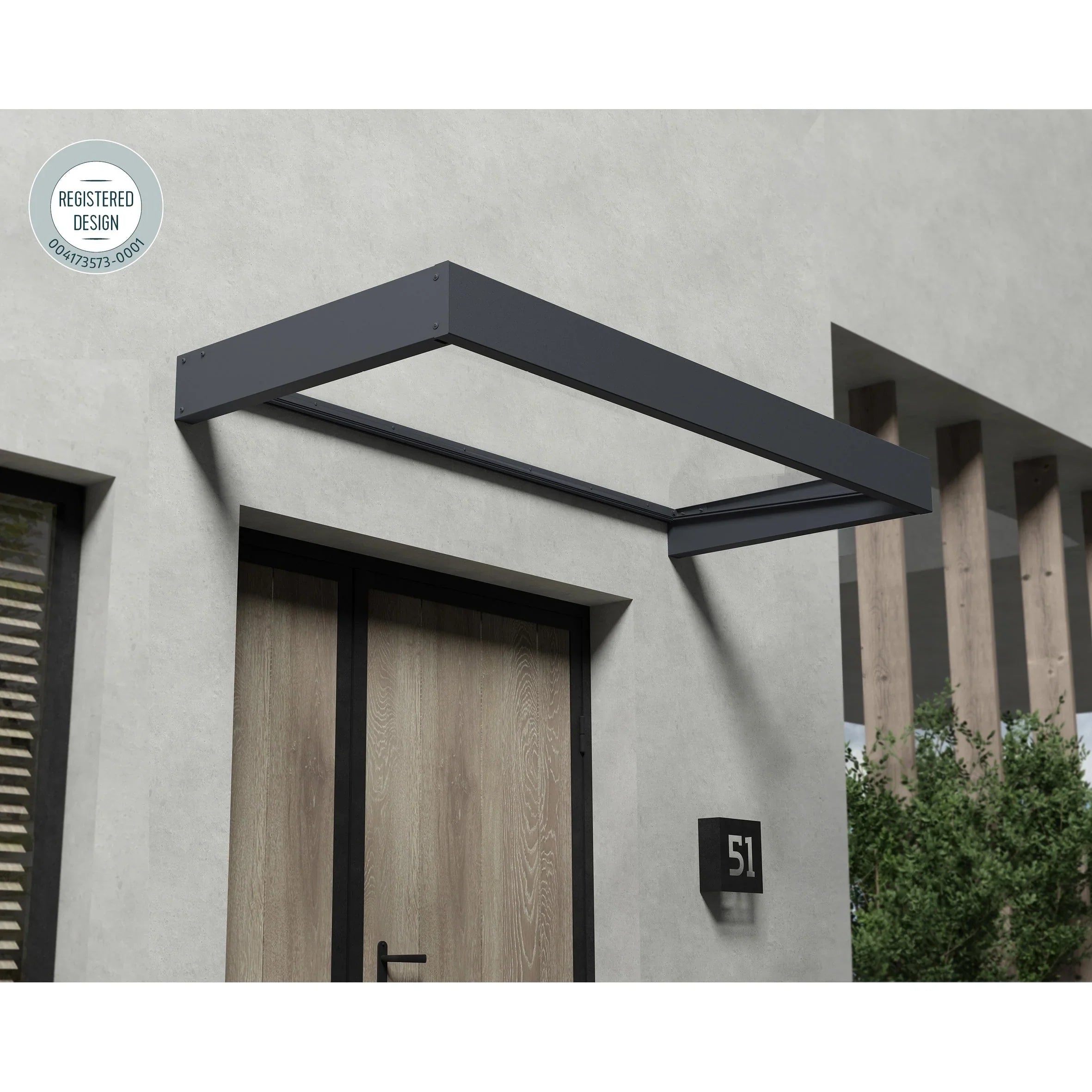 Auvent Sophia gris transparent pour portes et fenêtres de 0,9 m