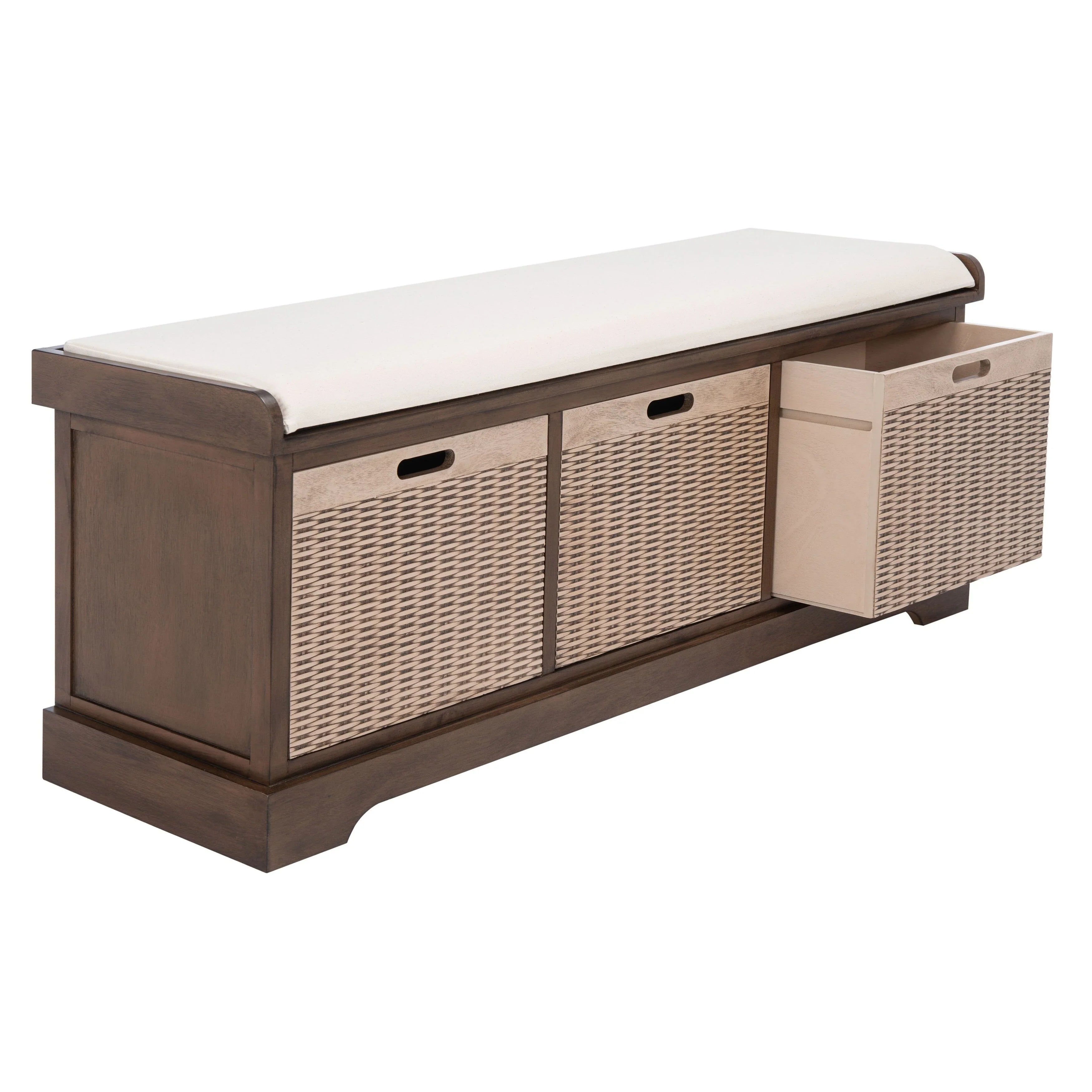 Banc de rangement SAFAVIEH Fiorello 3 tiroirs avec coussin - 47,3 L x 15 P x 19 H - 47Lx15Px19H