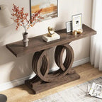 Console de style vintage avec base géométrique, table de couloir en bois
