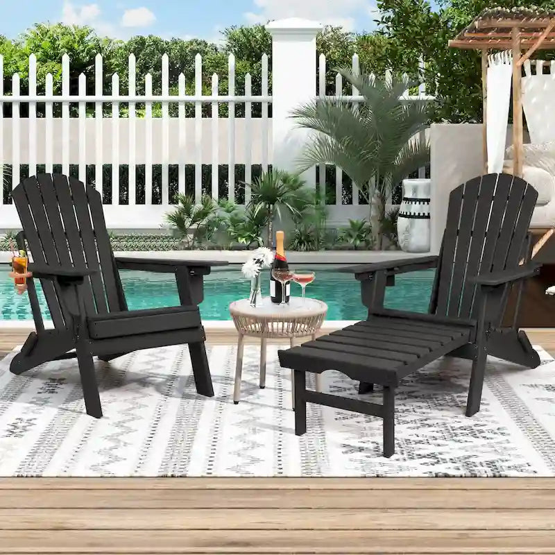 Chaise Adirondack pliante et réglable Vrakae avec ottoman
