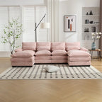 Canapé modulable Cloud pour salon, canapé d'angle moderne en chenille/boucle, canapé convertible modulable confortable avec double méridienne