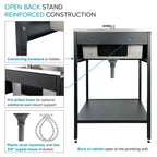 Lavello per bucato e supporto Transolid EWS-2422S in acciaio inossidabile, 24" L x 22" P x 35" A - 24" x 22"