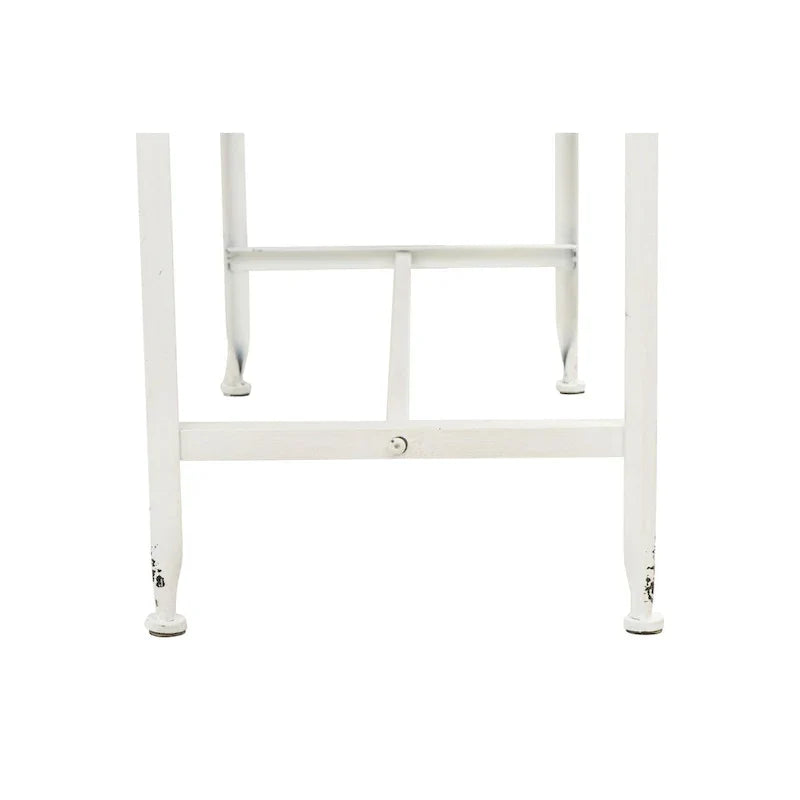 Console en métal finition zinc et bois à bord festonné