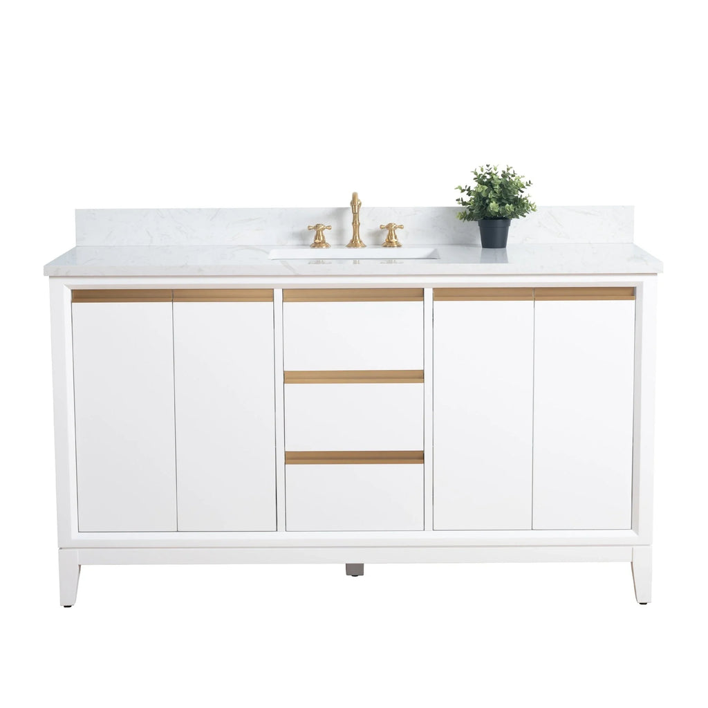 Meuble-lavabo Vanity Art avec évier en céramique et dessus en marbre reconstitué