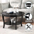 Table basse ronde avec étagère