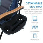Sedia a sdraio oversize XL imbottita con gravità zero, bracciolo più largo, reclinabile regolabile con portabicchieri - N/D