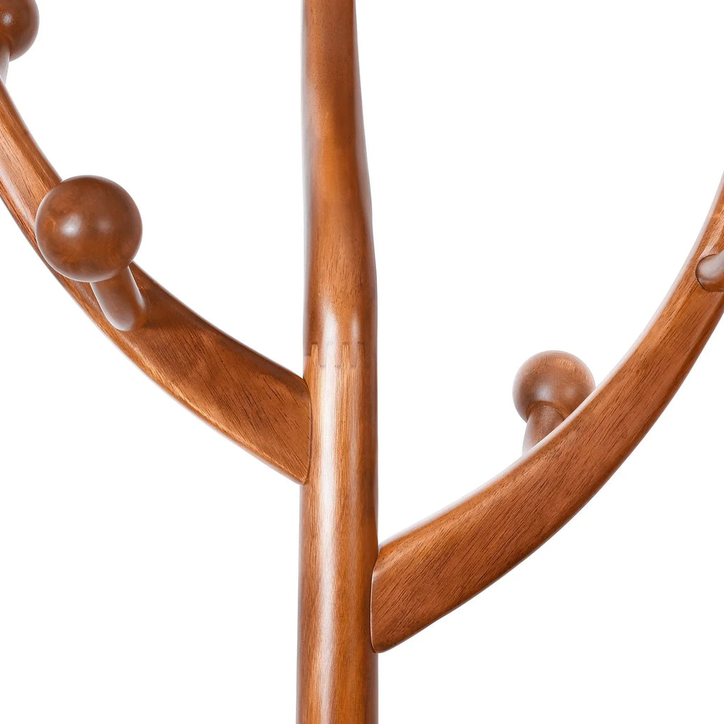 Porte-manteau sur pied en bois d'hévéa à motif de branches d'arbre avec 8 crochets - 24,5 l x 70,87 h