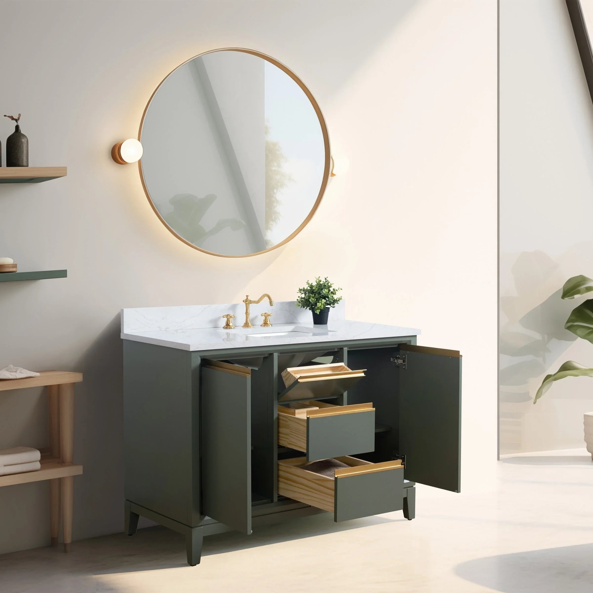 Meuble-lavabo Vanity Art avec évier en céramique et dessus en marbre reconstitué