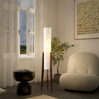Vintage Wooden Torch LED Floor Lamps with Fabric Shade