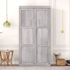 Lit escamotable simple, se plie en armoire, gris