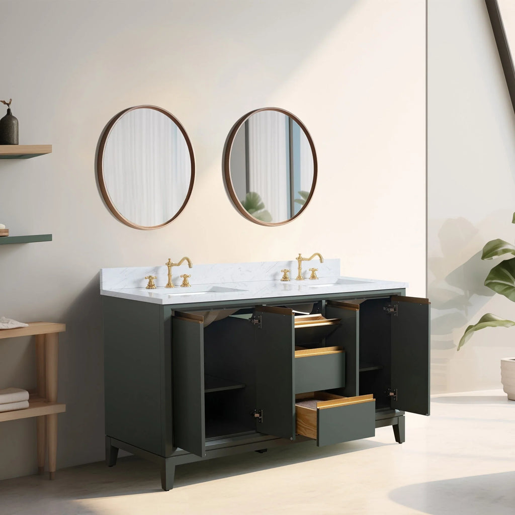 Meuble-lavabo Vanity Art avec évier en céramique et dessus en marbre reconstitué