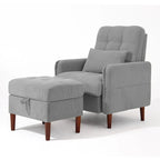 Fauteuil de salon moderne UIXE avec pouf de rangement et dossier réglable