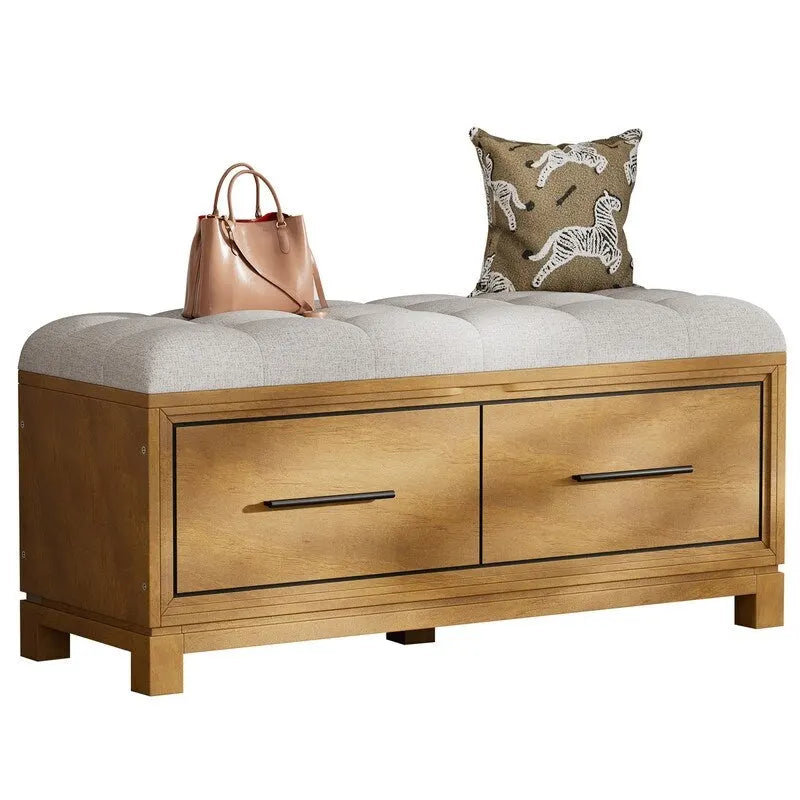 Banc à chaussures avec coussin amovible et rangement dissimulé pour l'entrée et le salon