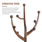 Porte-manteau sur pied en bois d'hévéa à motif de branches d'arbre avec 8 crochets - 24,5 l x 70,87 h