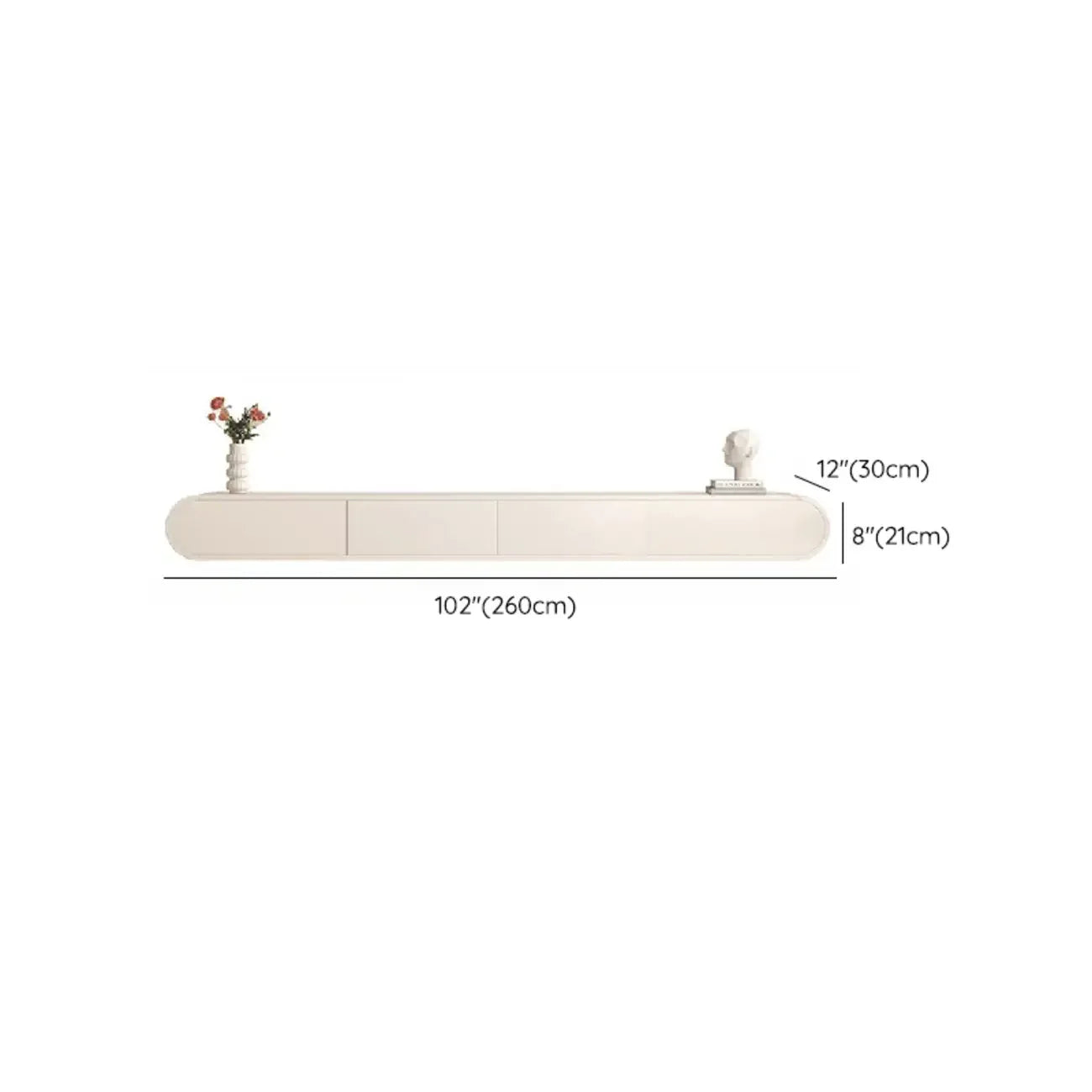 Meuble TV flottant en bois blanc avec rangement pour le salon